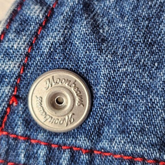 Moonbeams Indigo Blue Denim Felt Applique Cozy Puppy Adjustable Straps Overalls - Picture 5 of 11